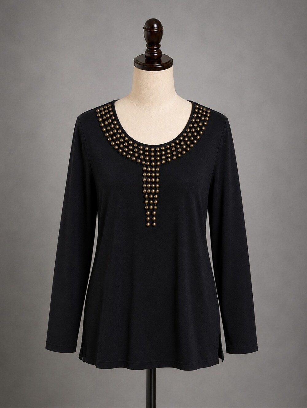 Apostrophe Black Top with Subtle Gold Accents Renaissance Festival Studded